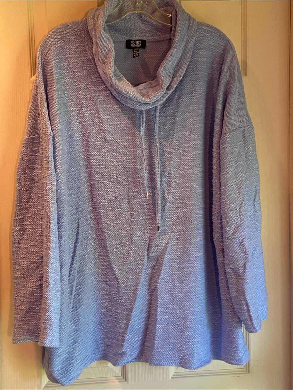 Jones New York Light Blue Cowl-Neck Sweater